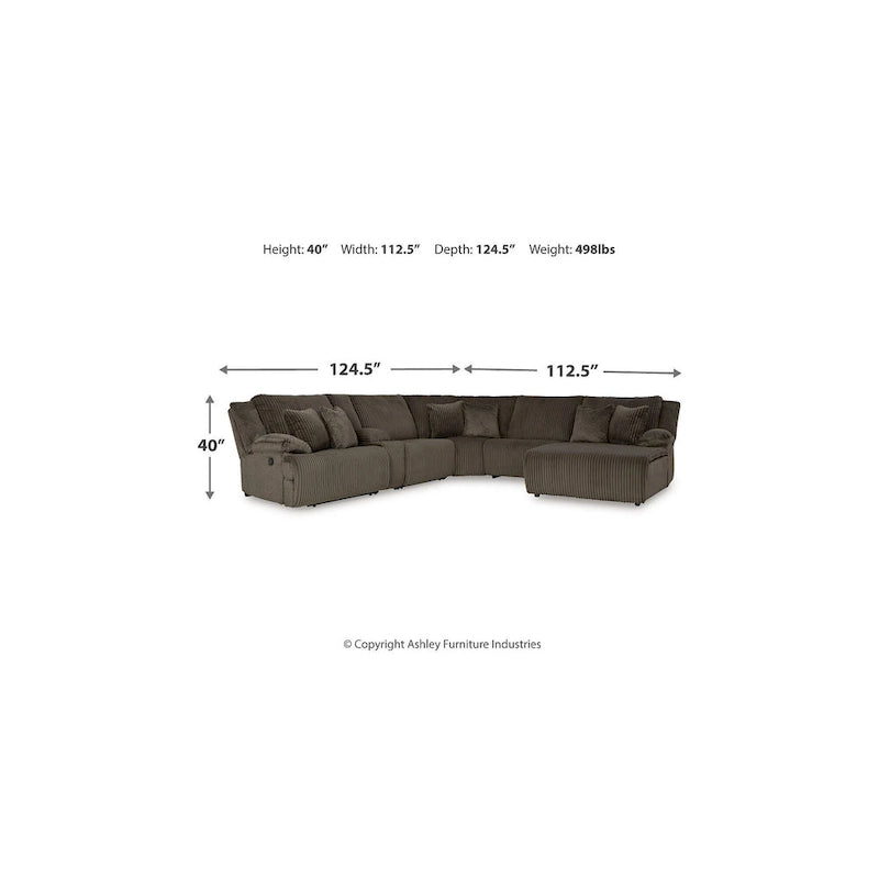Signature Design by Ashley Top Tier Brown Divano sezionale reclinabile a 6 posti con chaise longue - 147W x 134D x 41H