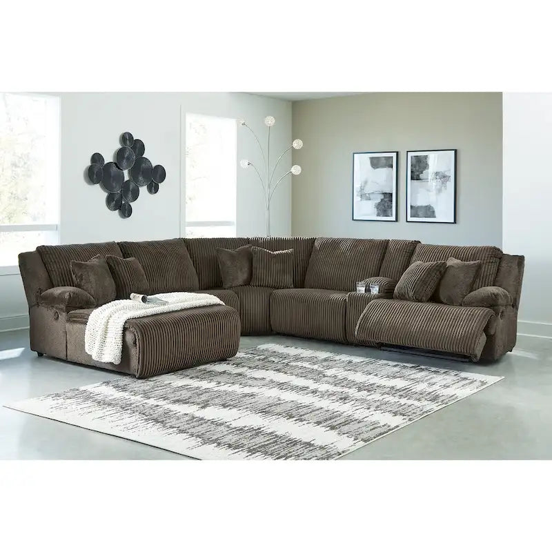 Signature Design by Ashley Top Tier Brown Divano sezionale reclinabile a 6 posti con chaise longue - 147W x 134D x 41H