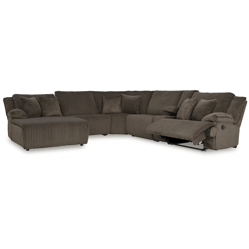Signature Design by Ashley Top Tier Brown Divano sezionale reclinabile a 6 posti con chaise longue - 147W x 134D x 41H