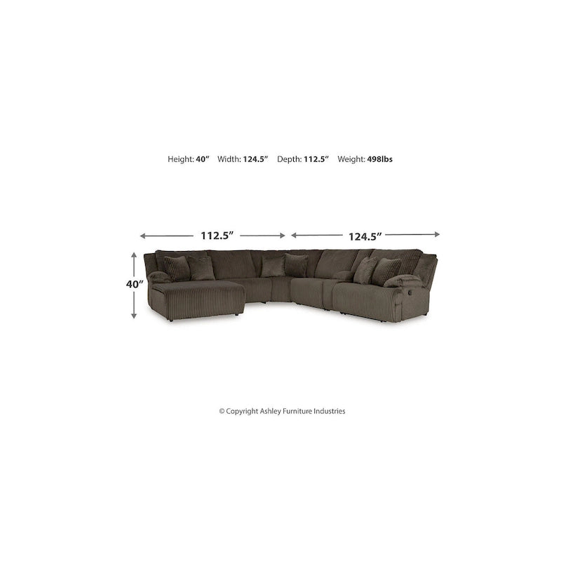 Signature Design by Ashley Top Tier Brown Divano sezionale reclinabile a 6 posti con chaise longue - 147W x 134D x 41H