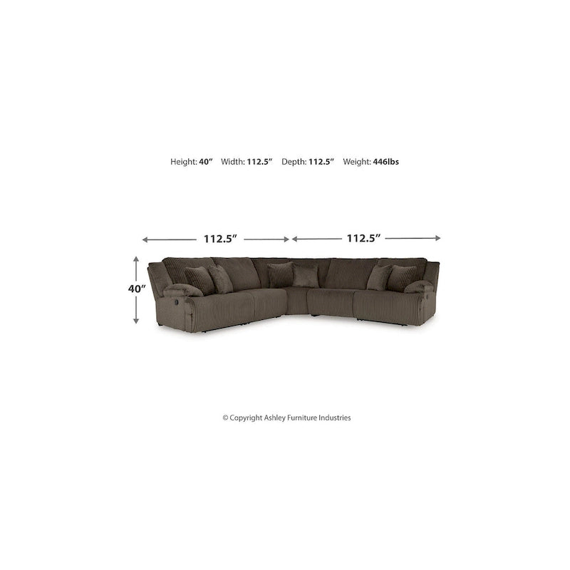 Divano componibile reclinabile Signature Design by Ashley Top Tier marrone a 5 pezzi - 134 larghezza x 134 profondità x 41 altezza