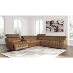 Signature Design by Ashley Temmpton Medium Brown 6-Piece Power Reclining Sectional - 124W x 110D x 34H