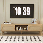 Mobile TV per TV fino a 80", Console multimediale stile moderno/rustico, Centro di intrattenimento con gambe in legno massello