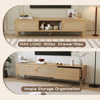 Mobile TV per TV fino a 80", Console multimediale stile moderno/rustico, Centro di intrattenimento con gambe in legno massello