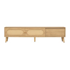 Mobile TV per TV fino a 80", Console multimediale stile moderno/rustico, Centro di intrattenimento con gambe in legno massello