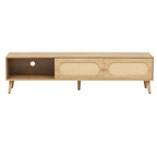 Mobile TV per TV fino a 80", Console multimediale stile moderno/rustico, Centro di intrattenimento con gambe in legno massello