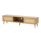 Mobile TV per TV fino a 80", Console multimediale stile moderno/rustico, Centro di intrattenimento con gambe in legno massello