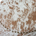 Pouf Ottomano in Pelle Bovina con Borchie - 17 - Marrone e Bianco