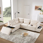 Divano componibile in ciniglia oversize 107 con estraibile e pouf contenitore mobile