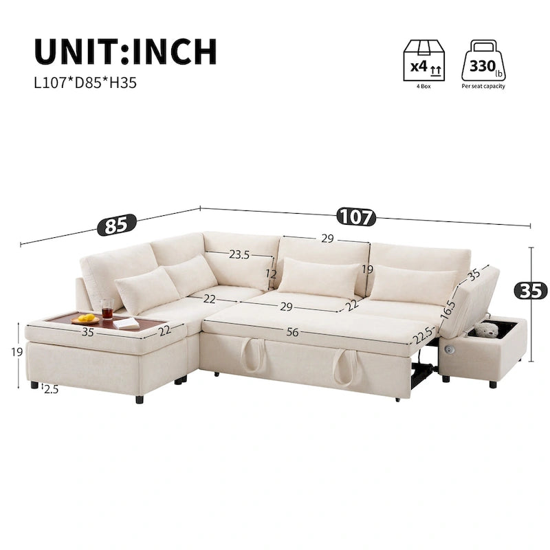 Divano componibile in ciniglia oversize 107 con estraibile e pouf contenitore mobile