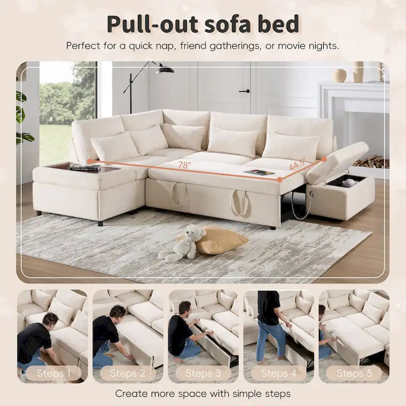 Divano componibile in ciniglia oversize 107 con estraibile e pouf contenitore mobile
