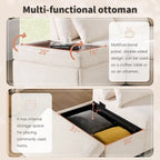 Divano componibile in ciniglia oversize 107 con estraibile e pouf contenitore mobile