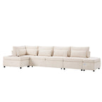 Divano componibile in ciniglia oversize 107 con estraibile e pouf contenitore mobile