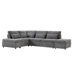Divano componibile in ciniglia oversize 107 con estraibile e pouf contenitore mobile