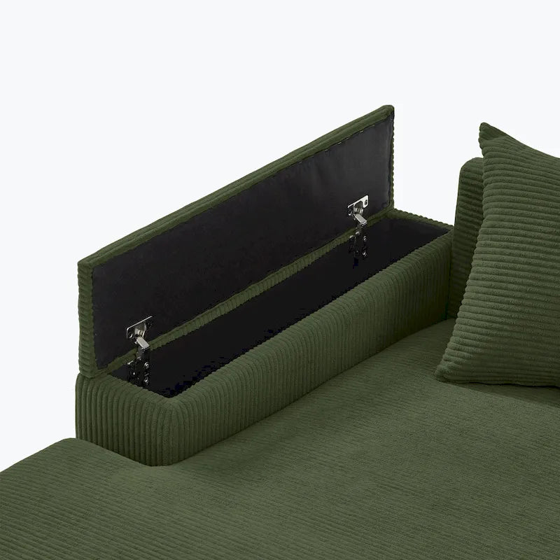 Canapé d'angle en velours côtelé 111 avec méridienne convertible