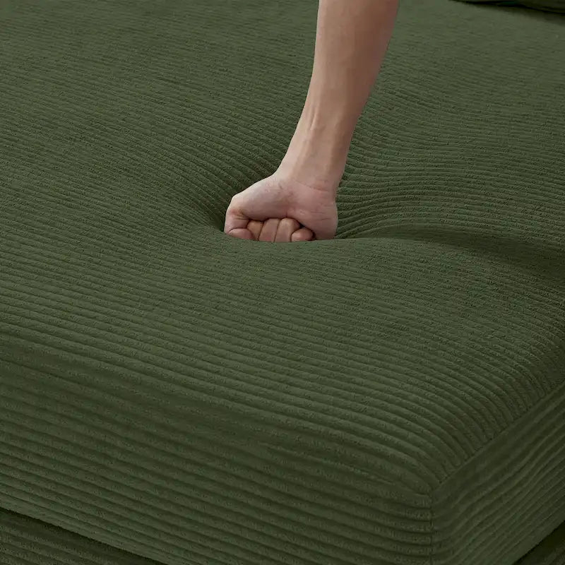 Canapé d'angle en velours côtelé 111 avec méridienne convertible