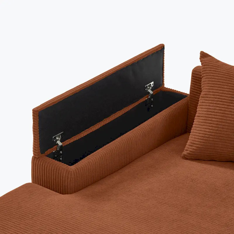 Canapé d'angle en velours côtelé 111 avec méridienne convertible