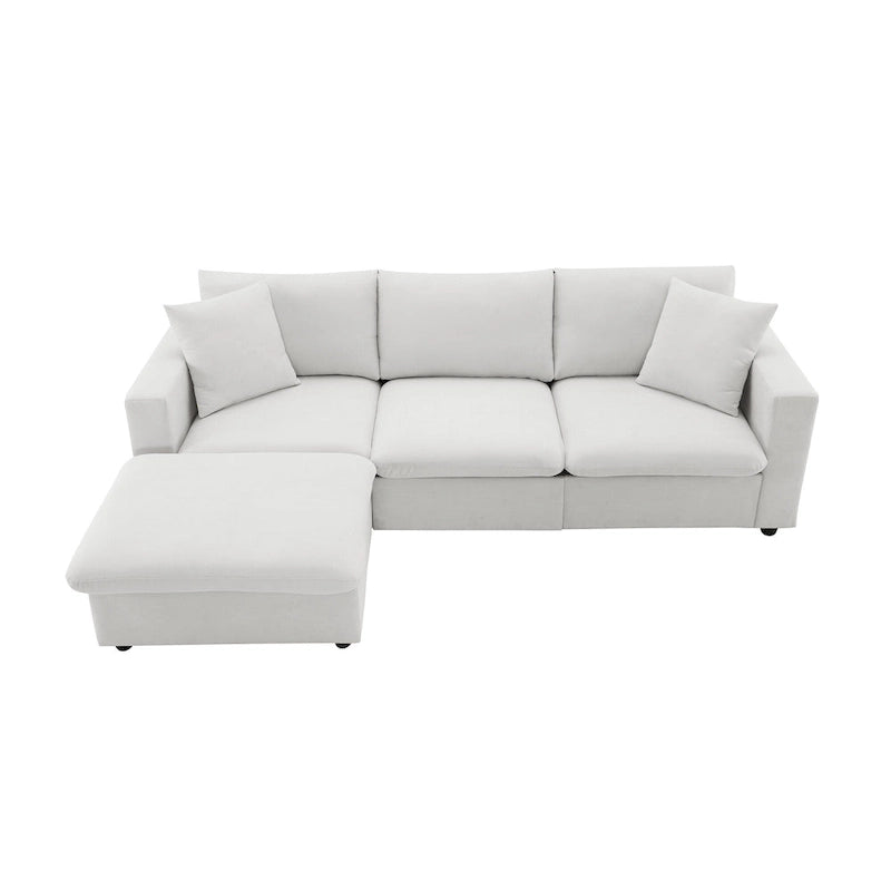 Canapé d'angle en L 101 avec pouf et ressorts ensachés