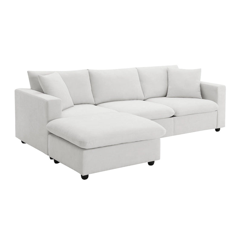 Canapé d'angle en L 101 avec pouf et ressorts ensachés
