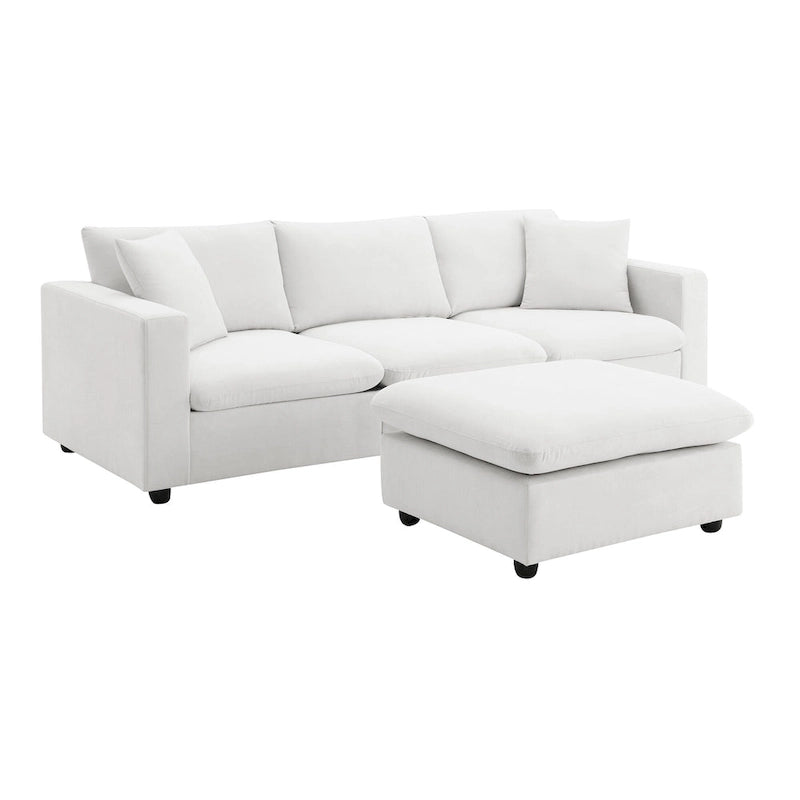 Canapé d'angle en L 101 avec pouf et ressorts ensachés