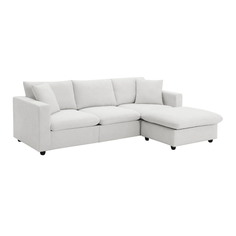 Canapé d'angle en L 101 avec pouf et ressorts ensachés