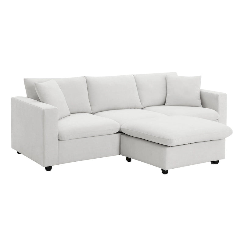 Canapé d'angle en L 101 avec pouf et ressorts ensachés