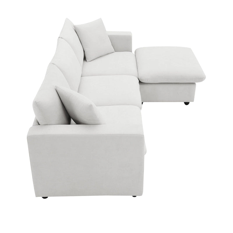 Canapé d'angle en L 101 avec pouf et ressorts ensachés