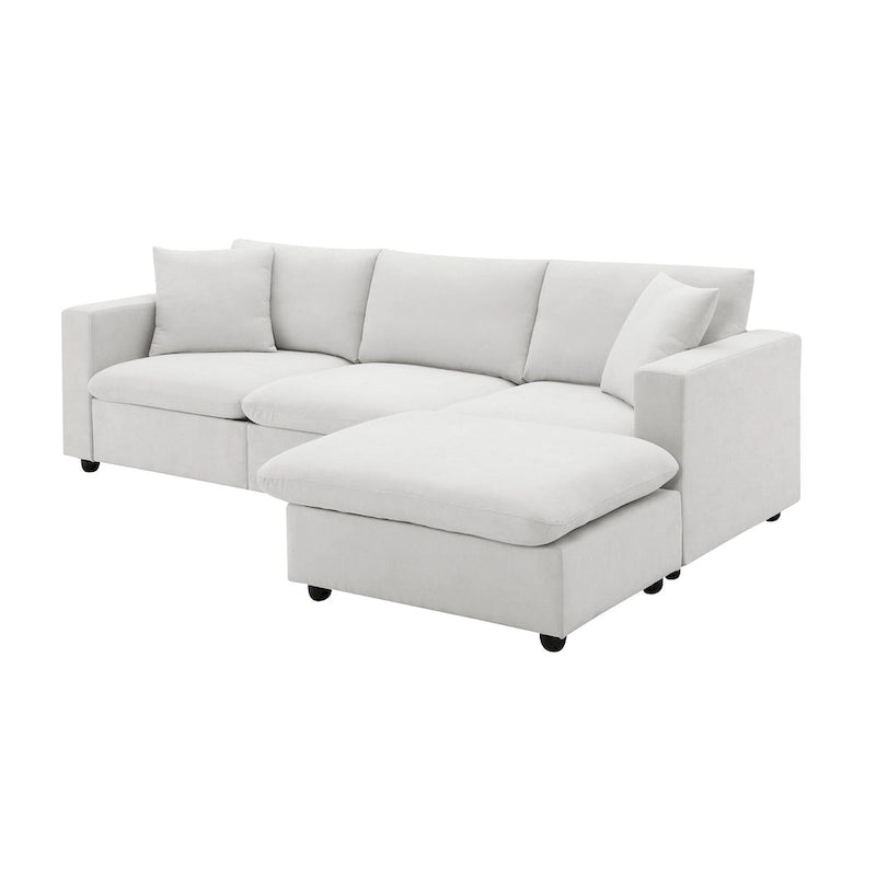 Canapé d'angle en L 101 avec pouf et ressorts ensachés