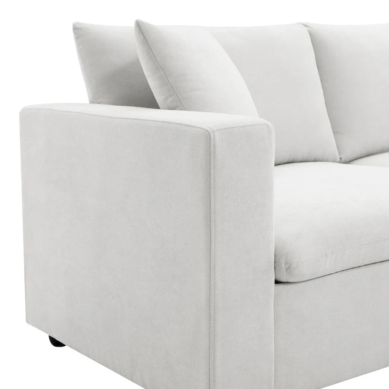 Canapé d'angle en L 101 avec pouf et ressorts ensachés