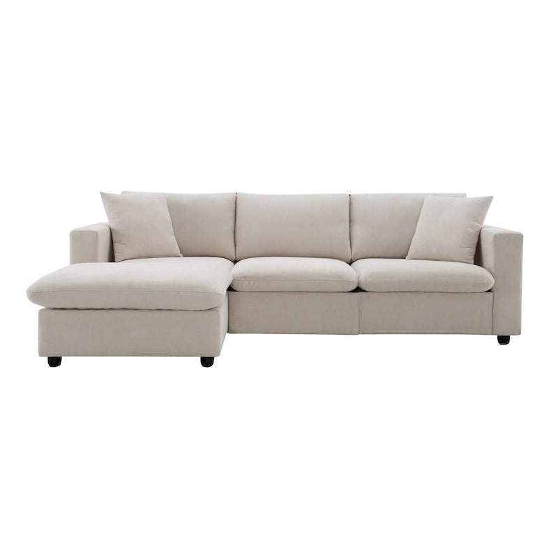 Canapé d'angle en L 101 avec pouf et ressorts ensachés