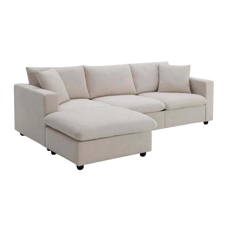 Canapé d'angle en L 101 avec pouf et ressorts ensachés