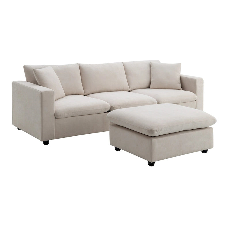Canapé d'angle en L 101 avec pouf et ressorts ensachés