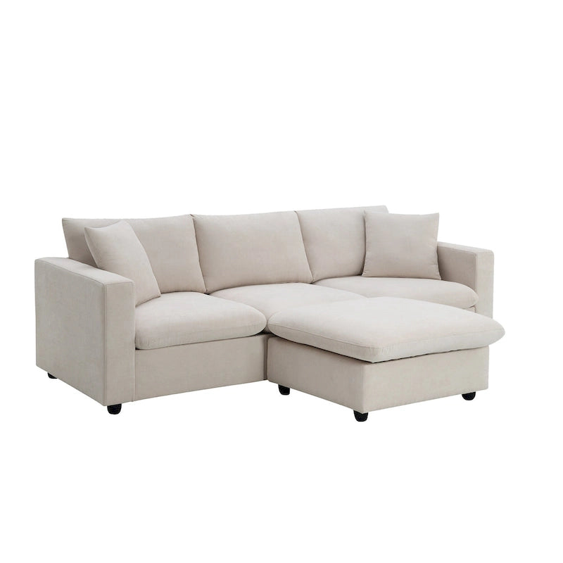 Canapé d'angle en L 101 avec pouf et ressorts ensachés