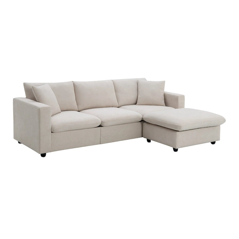 Canapé d'angle en L 101 avec pouf et ressorts ensachés