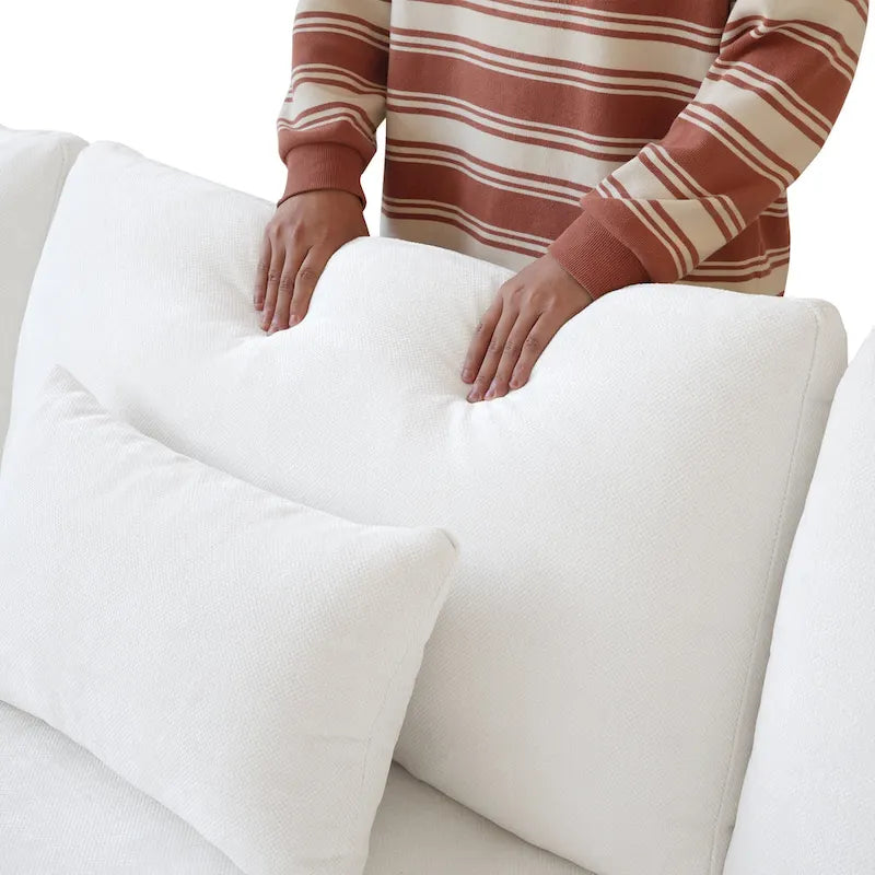 Divano componibile in lino oversize imbottito in piuma a forma di U per soggiorno