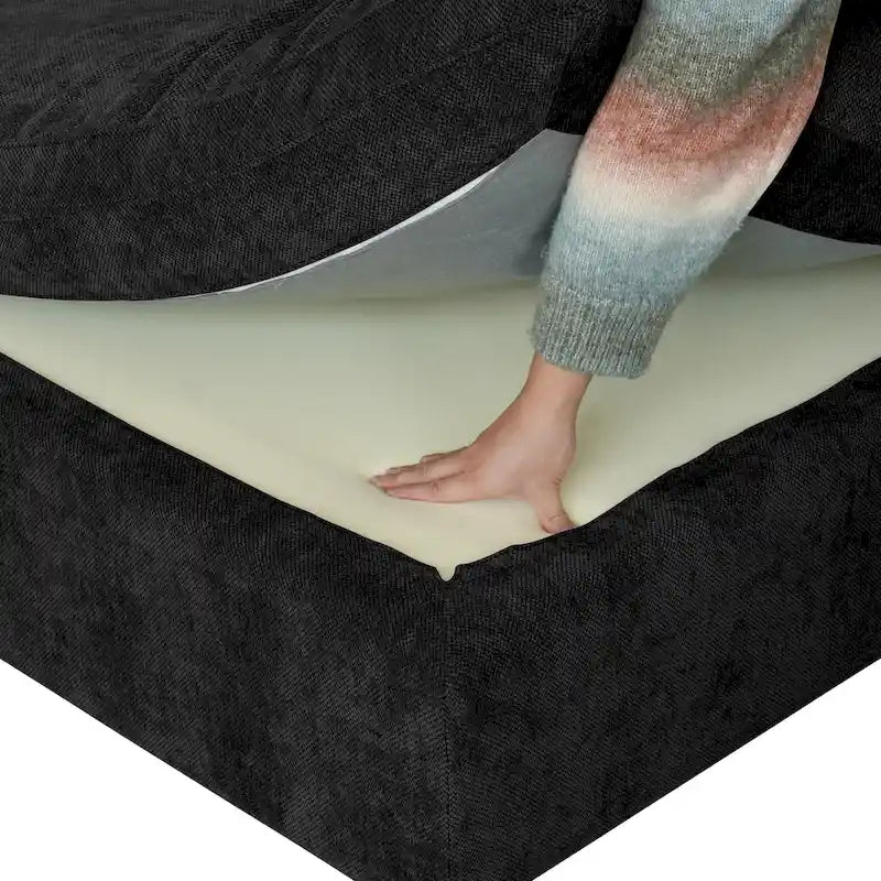 Divano componibile in lino oversize imbottito in piuma a forma di U per soggiorno
