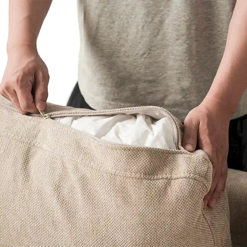 Divano componibile in lino oversize imbottito in piuma a forma di U per soggiorno