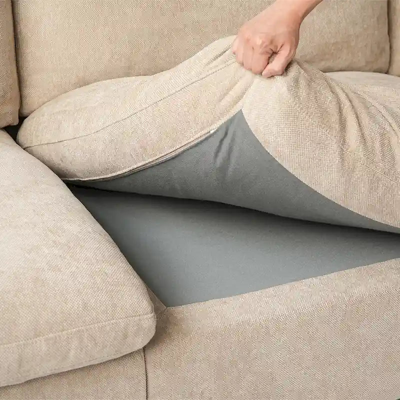 Divano componibile in lino oversize imbottito in piuma a forma di U per soggiorno