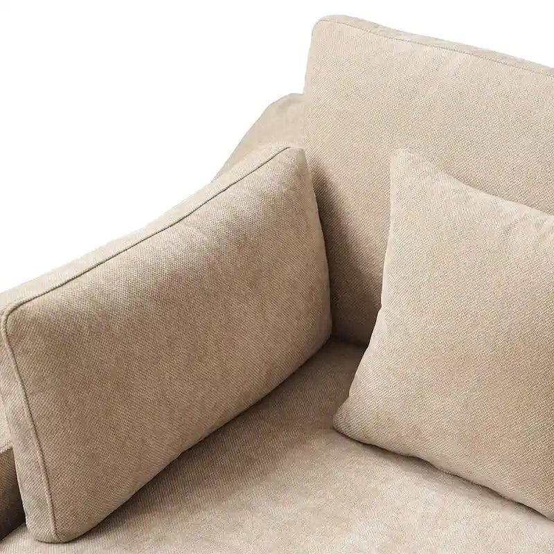 Divano componibile in lino oversize imbottito in piuma a forma di U per soggiorno