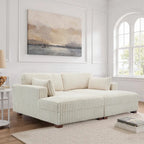 Divano componibile Sophia 84 W in velluto a coste di ciniglia con chaise longue
