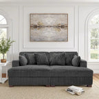 Divano componibile Sophia 84 W in velluto a coste di ciniglia con chaise longue