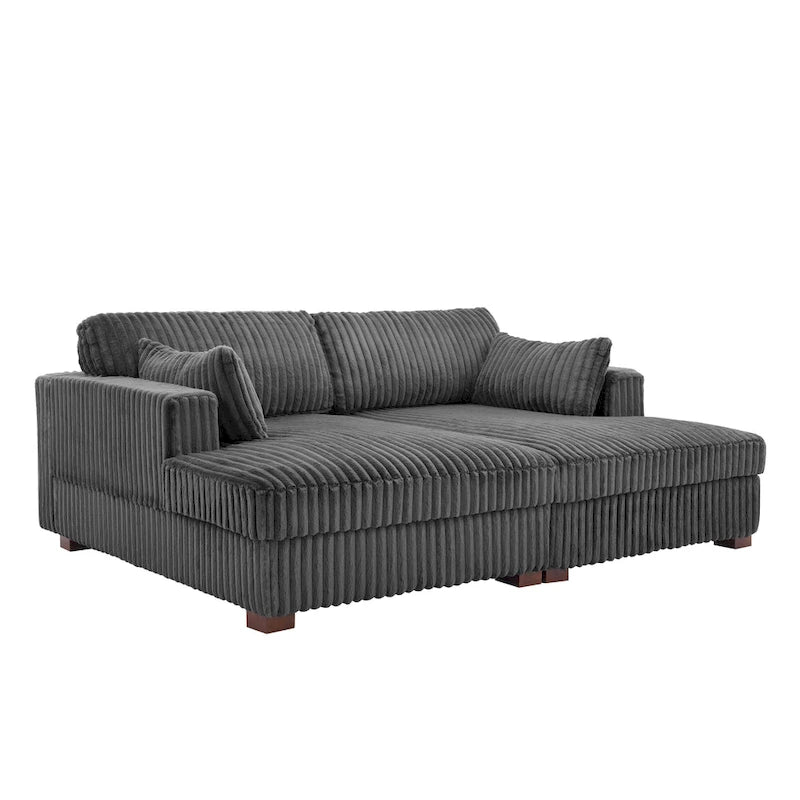 Divano componibile Sophia 84 W in velluto a coste di ciniglia con chaise longue