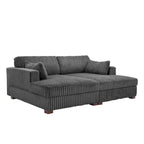 Divano componibile Sophia 84 W in velluto a coste di ciniglia con chaise longue