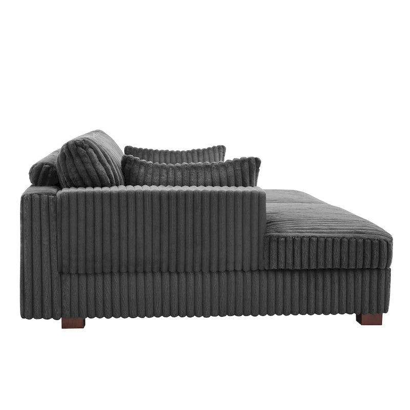 Divano componibile Sophia 84 W in velluto a coste di ciniglia con chaise longue