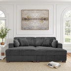 Divano componibile Sophia 84 W in velluto a coste di ciniglia con chaise longue
