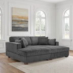 Divano componibile Sophia 84 W in velluto a coste di ciniglia con chaise longue
