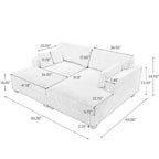 Divano componibile Sophia 84 W in velluto a coste di ciniglia con chaise longue