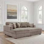 Divano componibile Sophia 84 W in velluto a coste di ciniglia con chaise longue