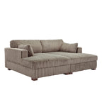 Divano componibile Sophia 84 W in velluto a coste di ciniglia con chaise longue