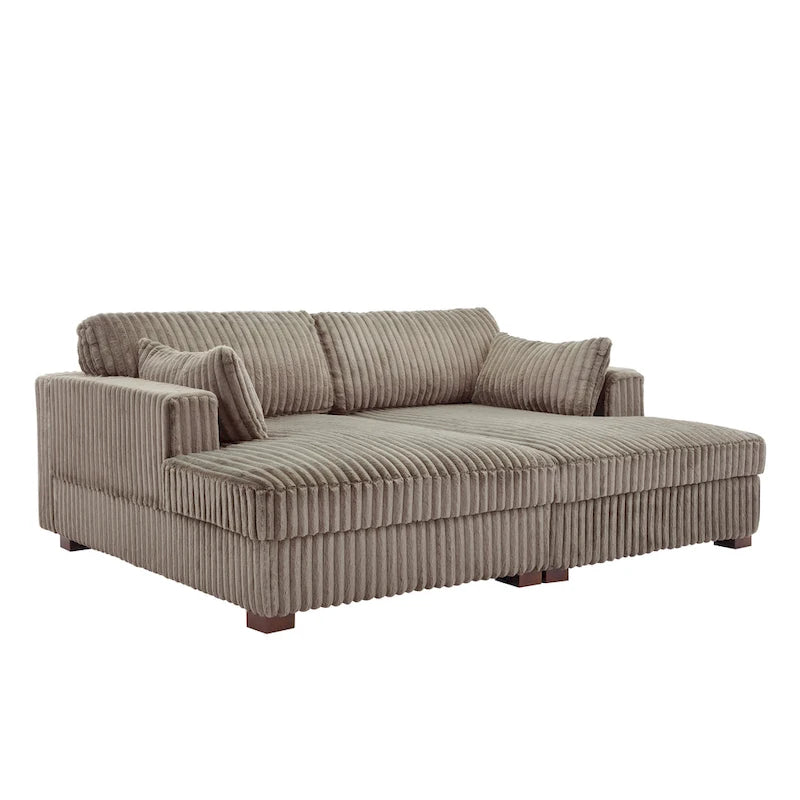 Divano componibile Sophia 84 W in velluto a coste di ciniglia con chaise longue